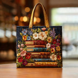 Bolsas Hechas a Mano - Motivo Floral y Libros
