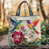 Bolsas Hechas a Mano - Colibrí y flores blancas