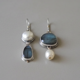 Pendientes Vintage Plave Kamene con Perlas