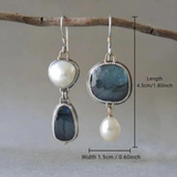 Pendientes Vintage Plave Kamene con Perlas