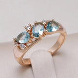 Anillo Vintage Elegante Azul en Oro con Zirconitas