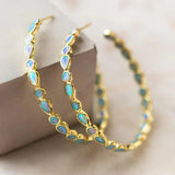 Pendientes vintage en ópalo azul dorado