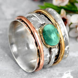 Coco - Anillo vintage dorado y plateado con turquesa