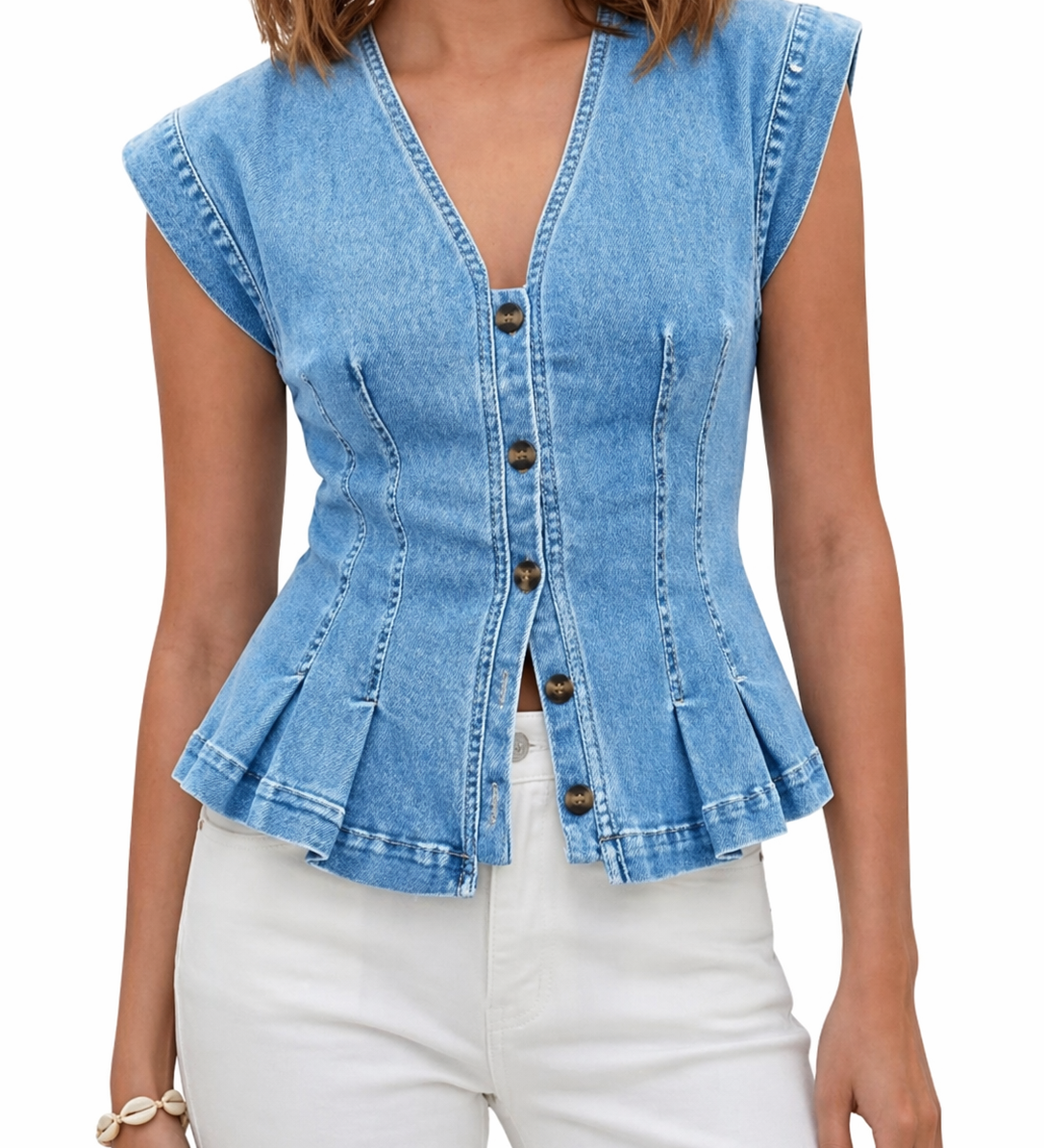 Viera | Top de Denim con Escote en V