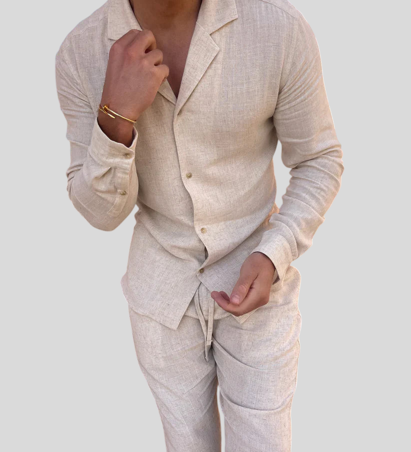 Zeus - Camisa de lino completa de verano para hombre