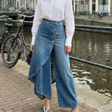 Lada - Pantalones de denim anchos con botones