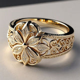 Anillo Exclusivo de Oro con Zirconio Florido