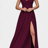 Vestido Tatjana Largo con Drapeo Frontal y Escote Cruzado