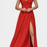 Vestido Tatjana Largo con Drapeo Frontal y Escote Cruzado