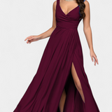 Vestido Tatjana Largo con Drapeo Frontal y Escote Cruzado