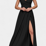 Vestido Tatjana Largo con Drapeo Frontal y Escote Cruzado