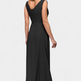 Vestido Tatjana Largo con Drapeo Frontal y Escote Cruzado