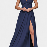 Vestido Tatjana Largo con Drapeo Frontal y Escote Cruzado