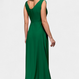 Vestido Tatjana Largo con Drapeo Frontal y Escote Cruzado