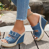 Atelier | Sandalias de Tacón Wedge con Borde Deshilachado