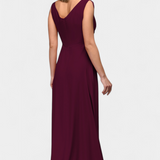Vestido Tatjana Largo con Drapeo Frontal y Escote Cruzado