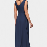 Vestido Tatjana Largo con Drapeo Frontal y Escote Cruzado
