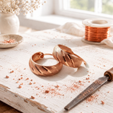 Pendientes de aro en cobre facetado