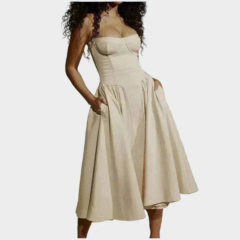 Vestido Maxi de Satén con Tirantes Finos