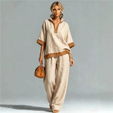 Conjunto Vintage Femenino con Apariencia de Lienzo