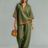 Conjunto Vintage Femenino con Apariencia de Lienzo