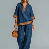 Conjunto Vintage Femenino con Apariencia de Lienzo