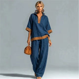 Conjunto Vintage Femenino con Apariencia de Lienzo