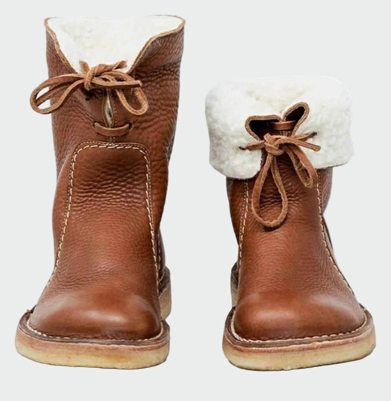 Botas de hombre de cuero impermeable con forro de lana