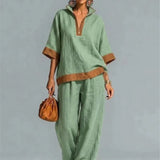 Conjunto Vintage Femenino con Apariencia de Lienzo