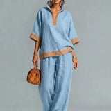 Conjunto Vintage Femenino con Apariencia de Lienzo