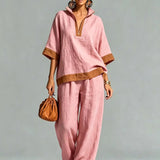 Conjunto Vintage Femenino con Apariencia de Lienzo