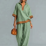 Conjunto Vintage Femenino con Apariencia de Lienzo