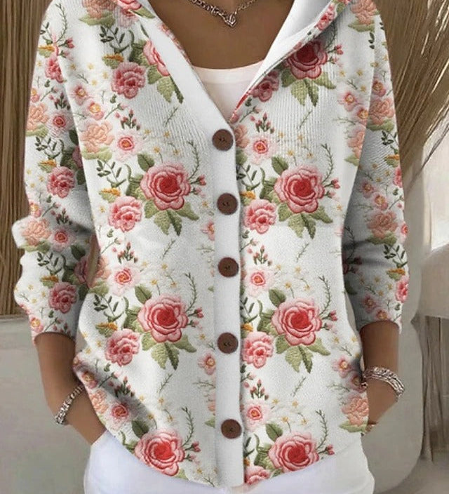 Paloma | Chaqueta de punto con capucha y motivo