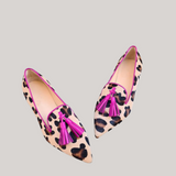 Mocasines de mujer con estampado de leopardo rosa