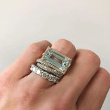 Anillo Vintage en Plata con Vidrio Turquesa