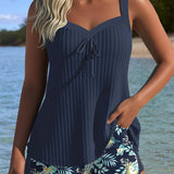 Julia | Tankini rayado con parte inferior de baño de dos piezas