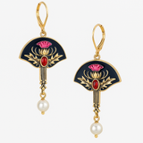 Pendientes Boho con Perla y Cristal Rojo
