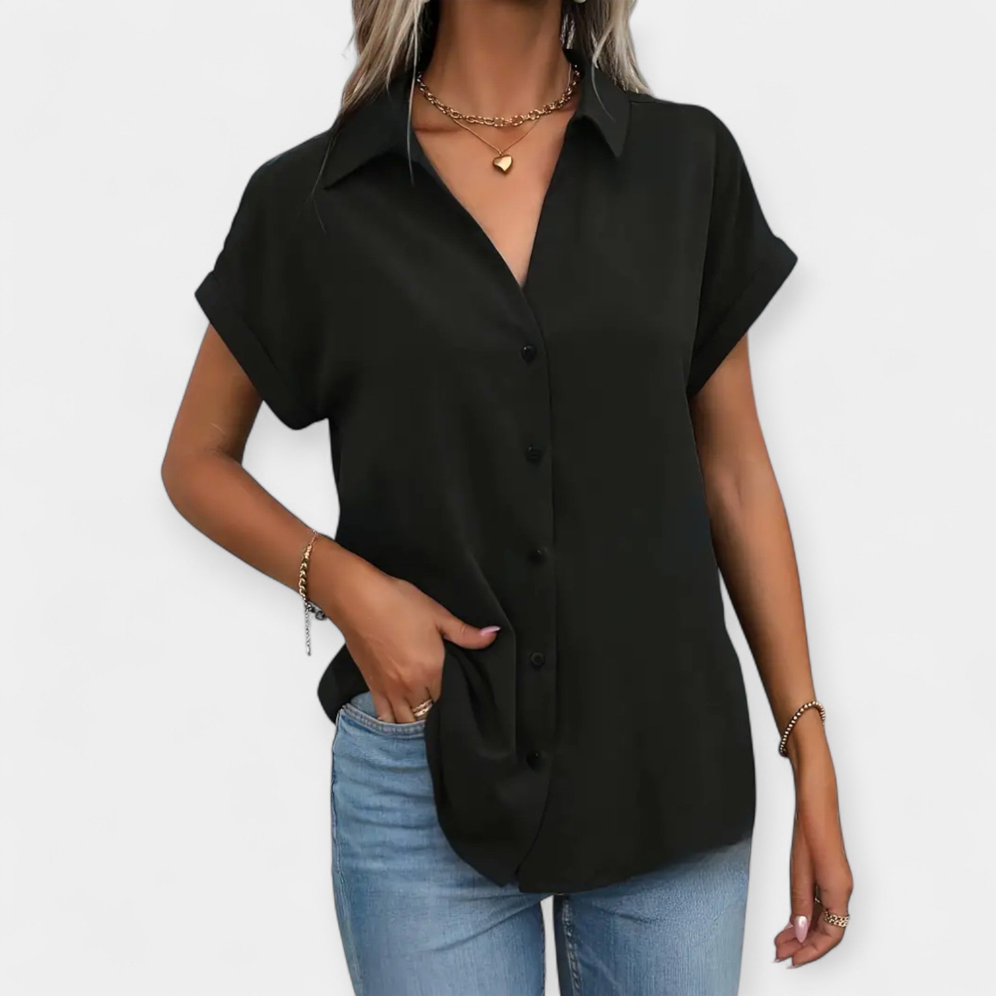Blanka – Camisa larga de estilo recto y clásico