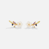 Pendientes de flor blancos cristalinos