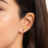 Pendientes de flor blancos cristalinos
