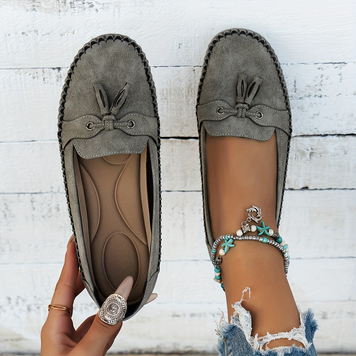 Nadine - Mocasines clásicos con detalle de flecos