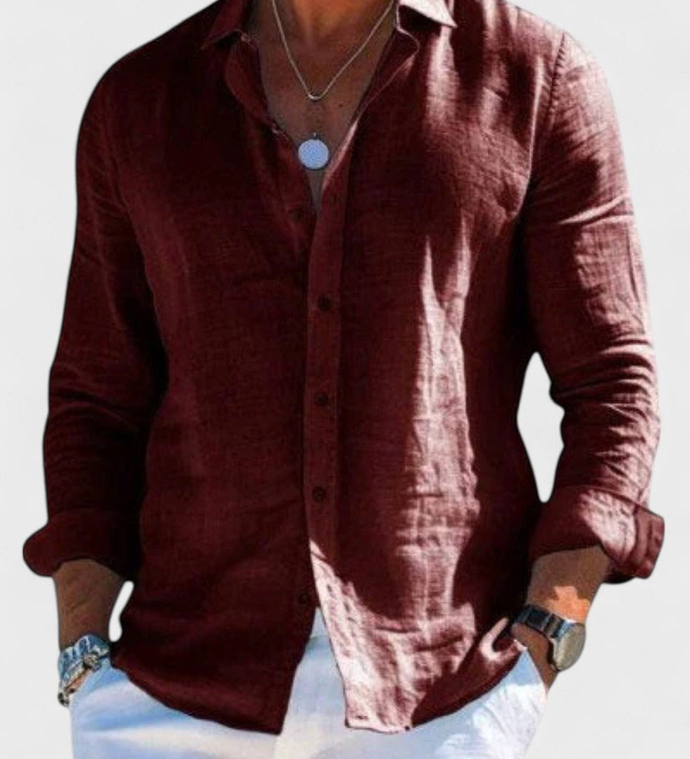 Dennis - Camisa casual de lino para hombre