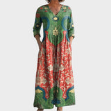 Klara - Vestido largo con estampado floral vintage