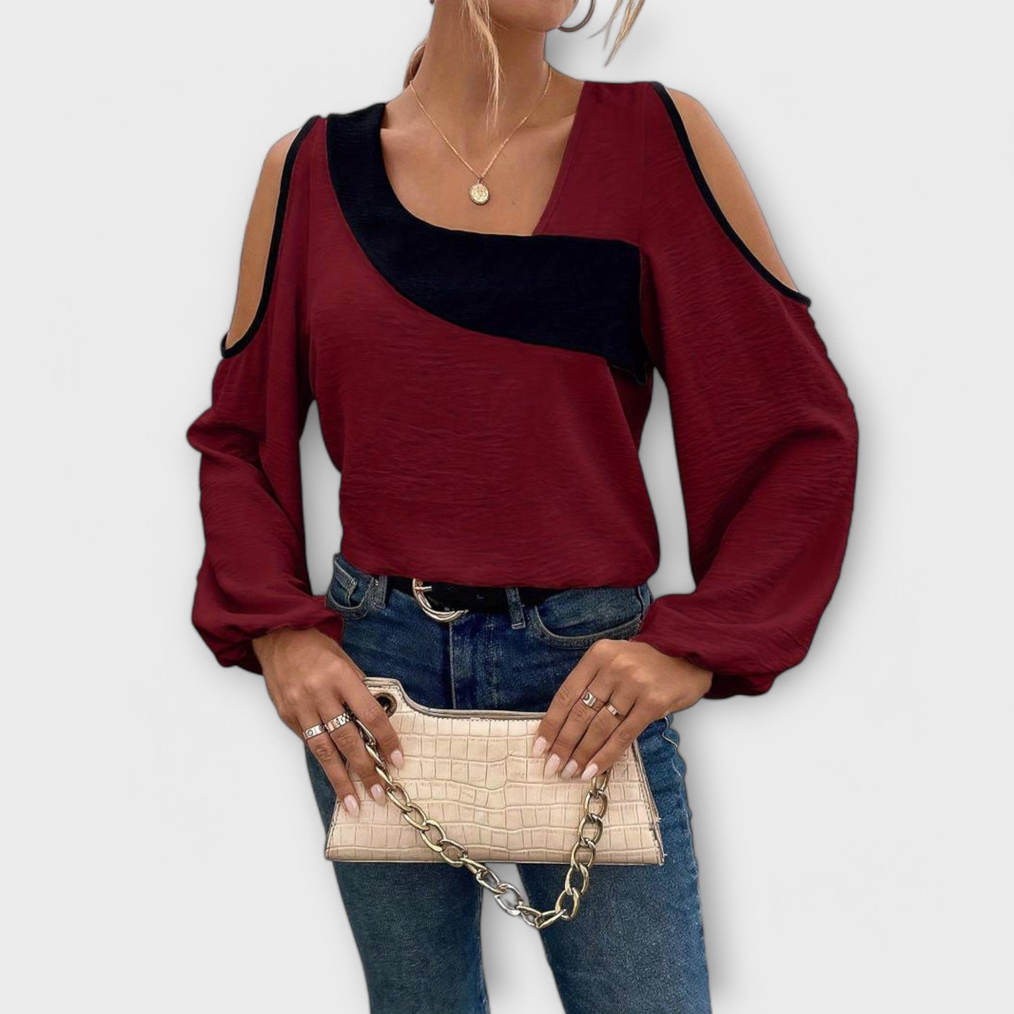 Marina – Blusa elegante con escote cuadrado moderno