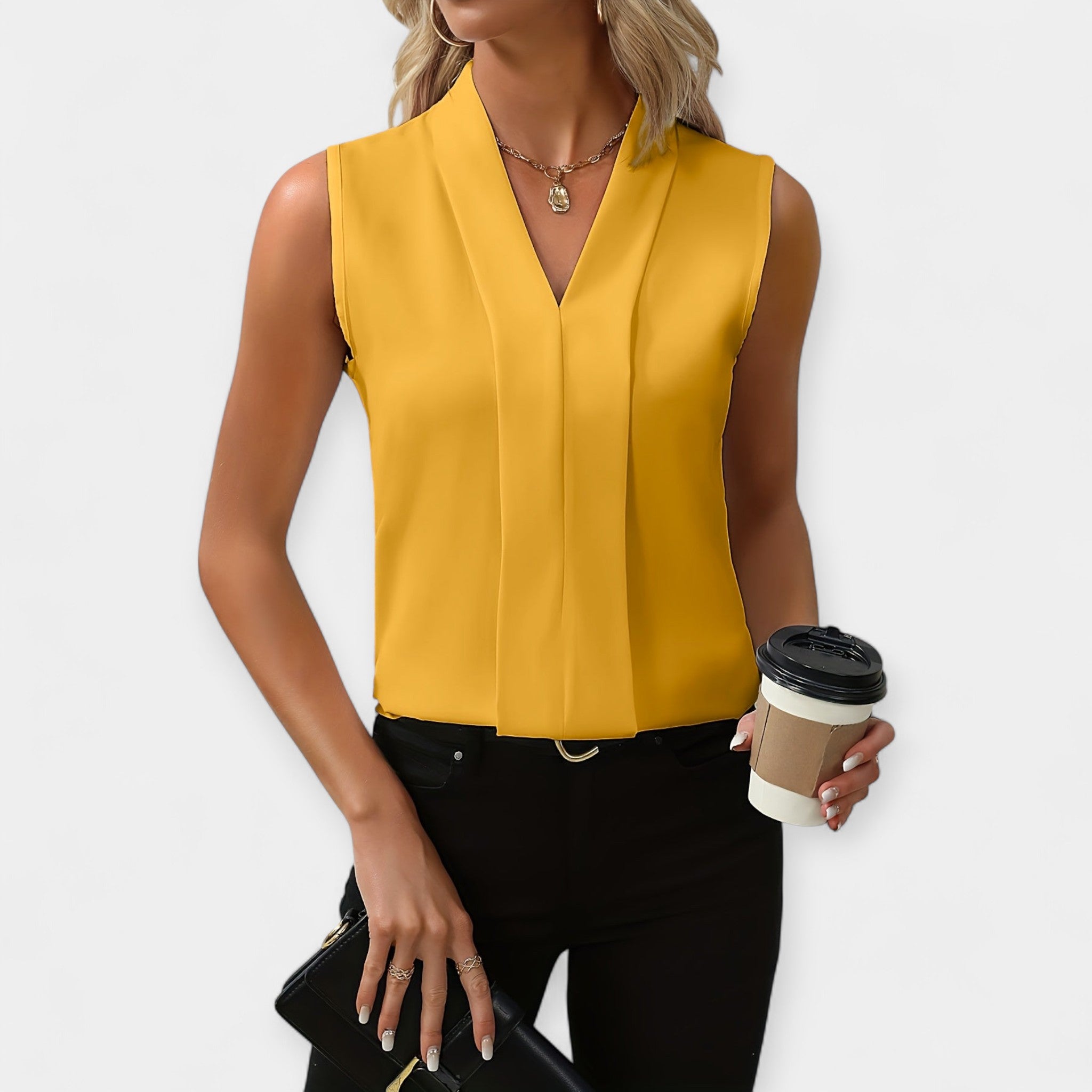 Marta – Blusa sin mangas de estilo clásico