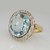 Anillo de Oro Azul de Vidrio Esférico