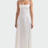 Vestido Maxi de Satén con Tirantes Delgados