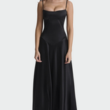 Vestido Maxi de Satén con Tirantes Delgados