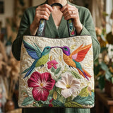 Bolsas Hechas a Mano - Colibrí y flores blancas