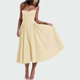 Vestido Maxi de Satén con Tirantes Finos